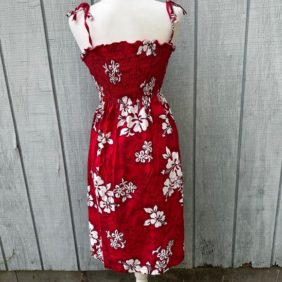 Pacific Legend Hawaiian Sundress Floral Smocked Made in Hawaii Red Size S‎ - Picture 9 of 9